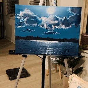 Original Blue and White Landscape Canvas Art by me